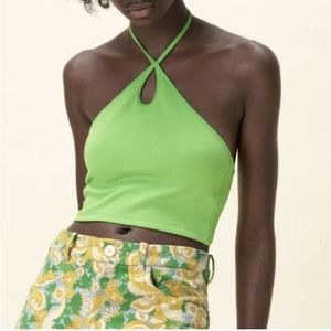 4/$16 ❇️ Zara Crop Ribbed Keyhole Halter Top
